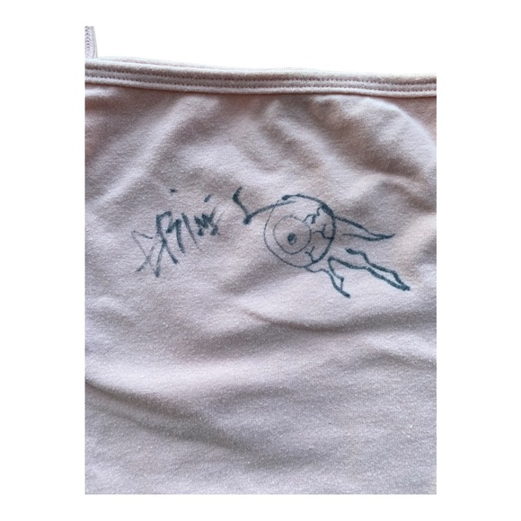 *Signed by Grimes* American Apparel Baby pink crop top, size medium - Picture 2 of 4